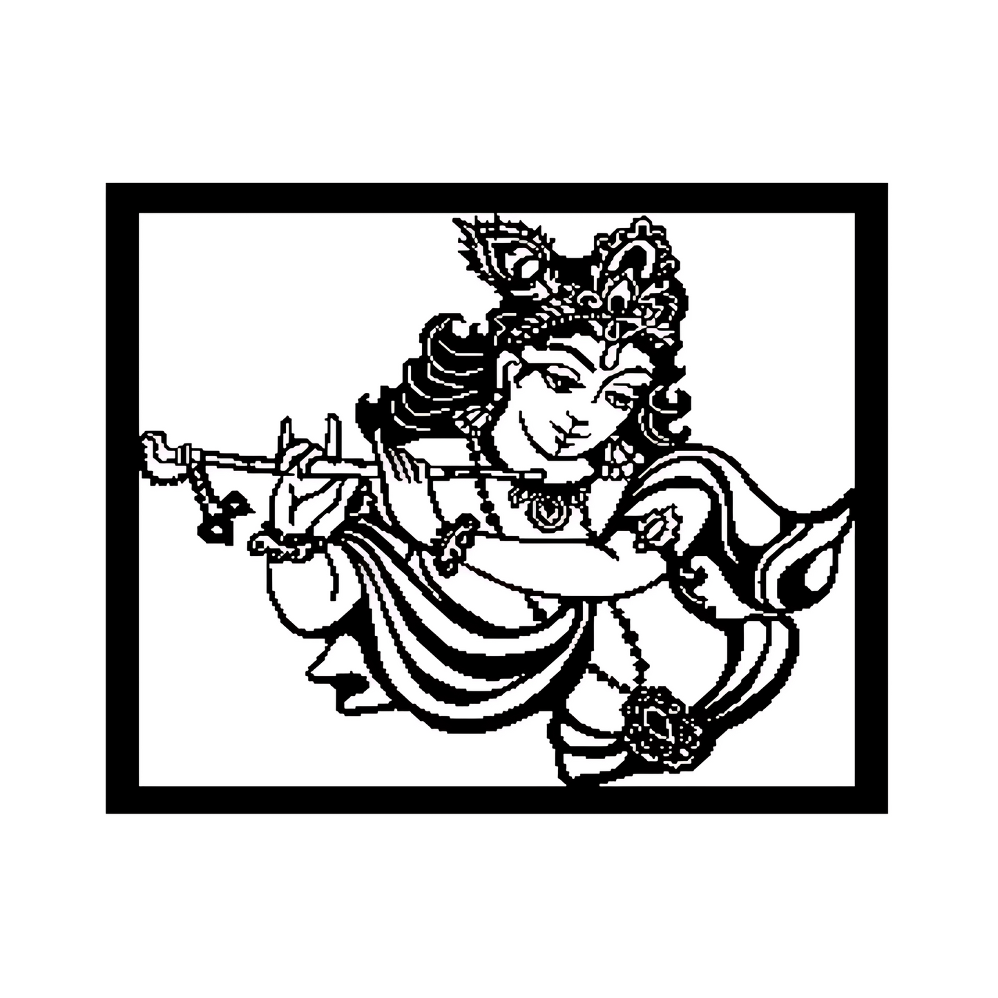 Shree Krishna Steel Wall Art Sculpture in Black with LED Light