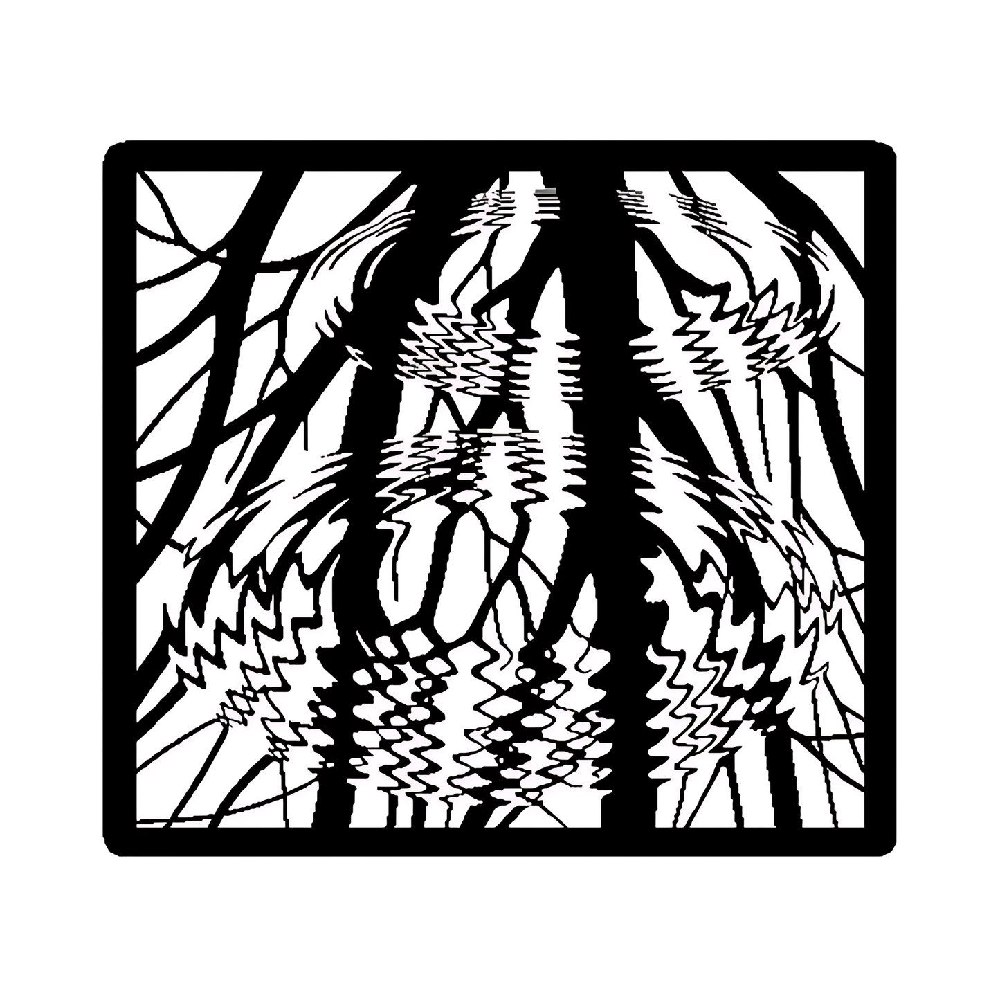 Tree Reflection Abstract Steel Wall Art Sculpture with LED Light