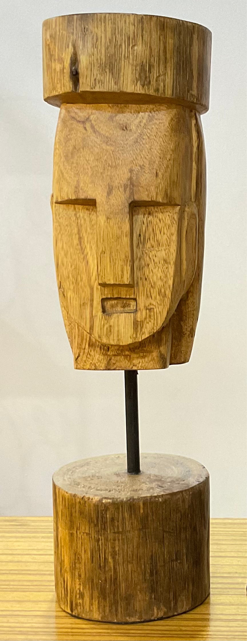 Handcrafted Set of 02 Abstract Wooden Face Table Decor Sculpture