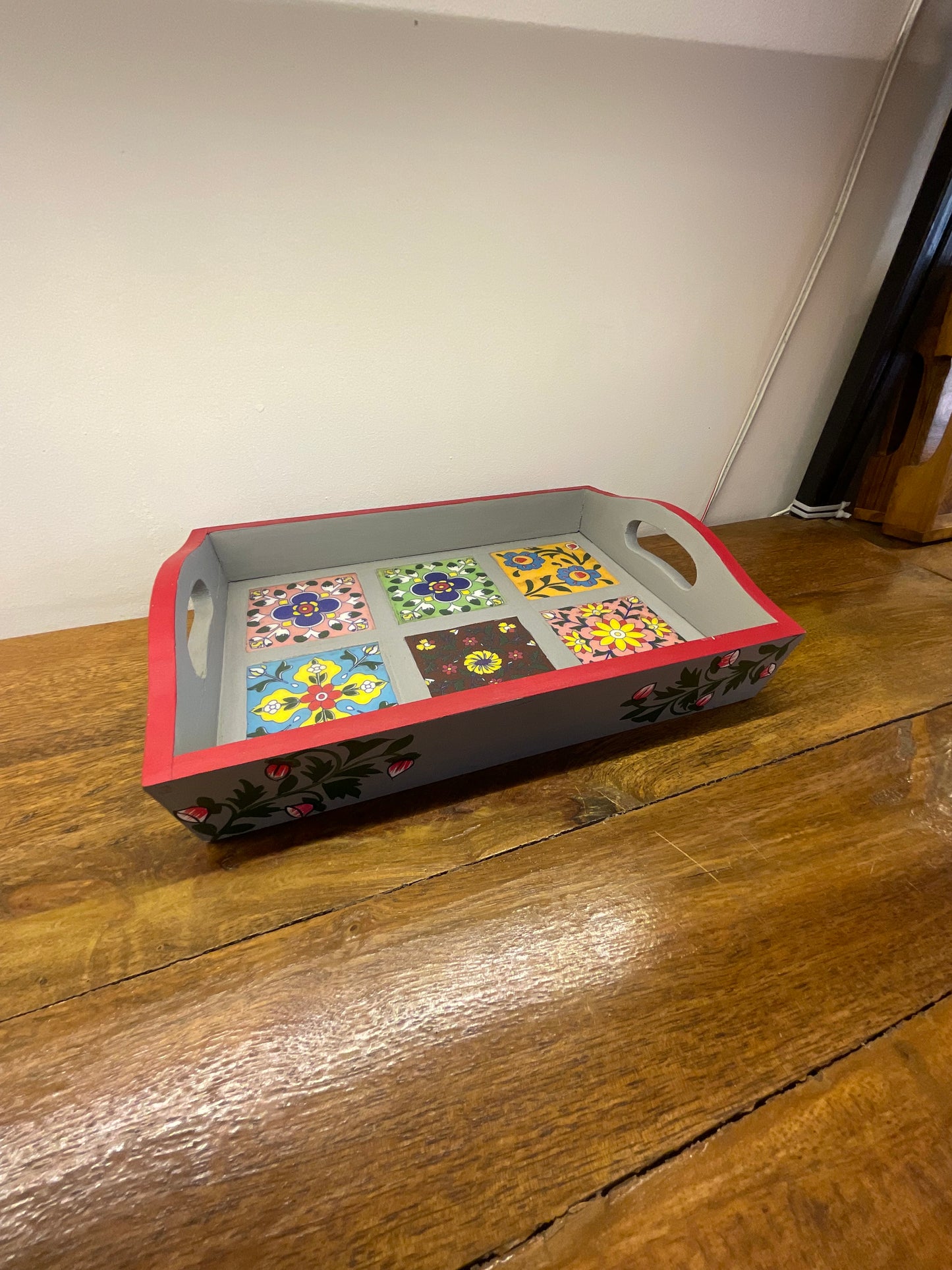 Tray 06 Tiles Handcrafted Table Decor Sculpture