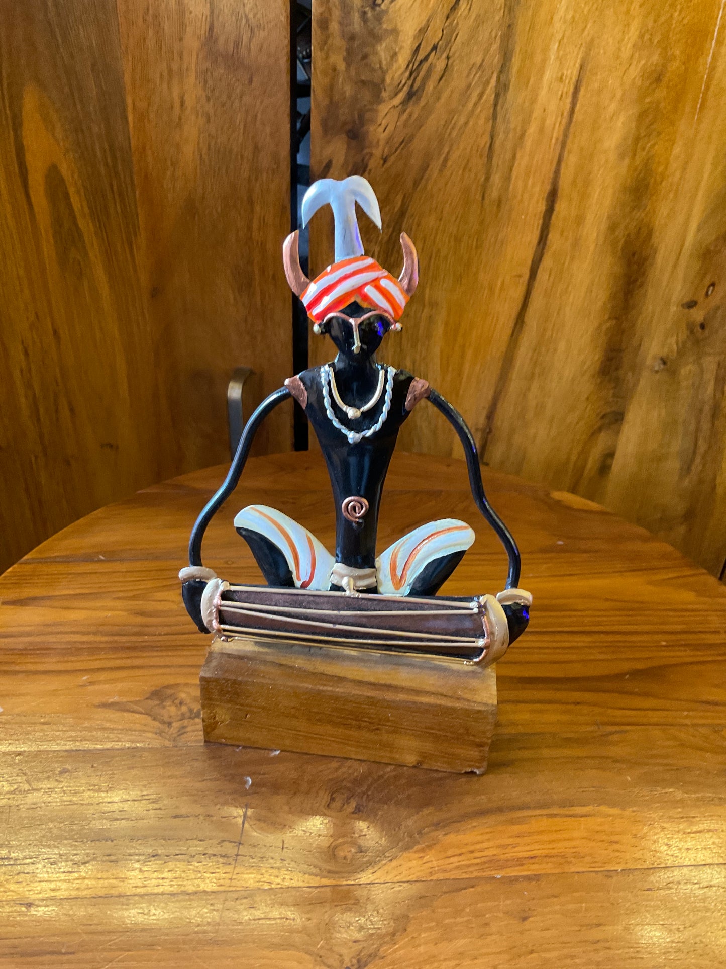 Handcrafted Adivasi Musician Steel Table Decor Sculpture