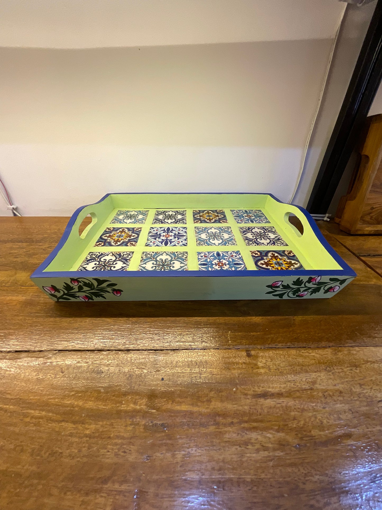 Tray 09 Tiles Handcrafted Table Decor Sculpture