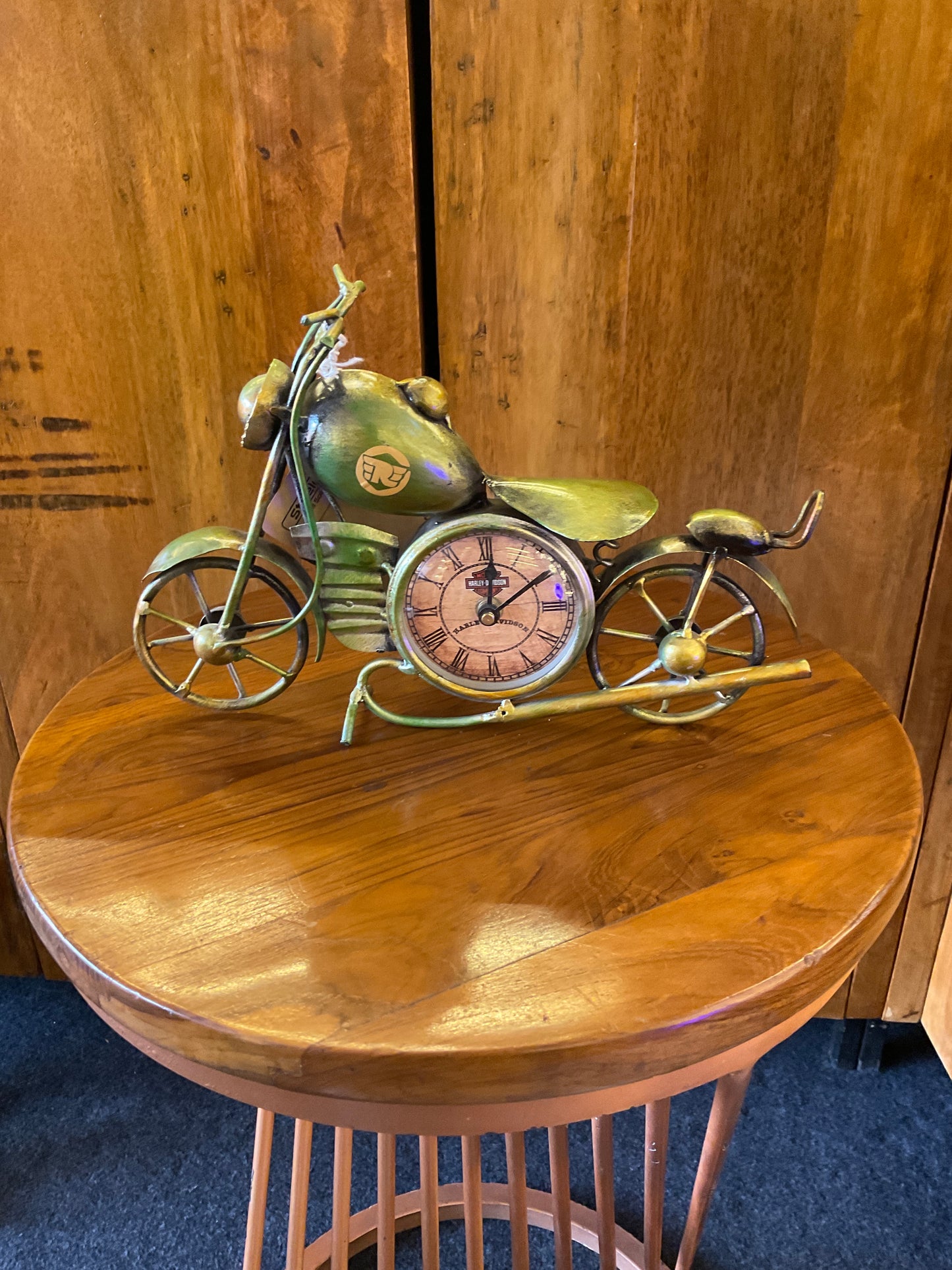 Handcrafted Bullet Clock in Green Color Steel Table Decor Sculpture