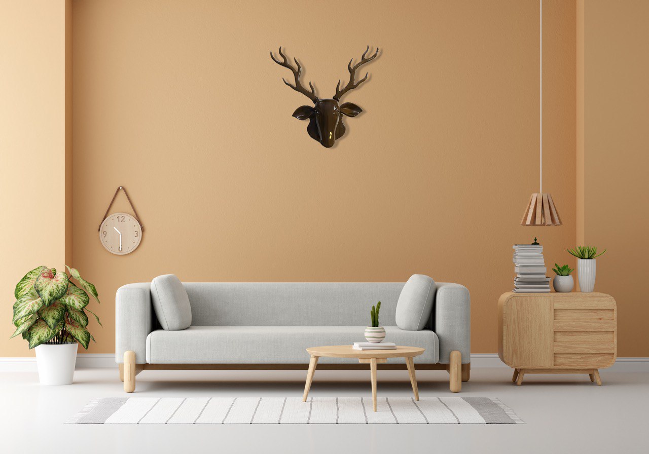 Handcrafted Teak Wood Deer Face Wall Art Sculpture