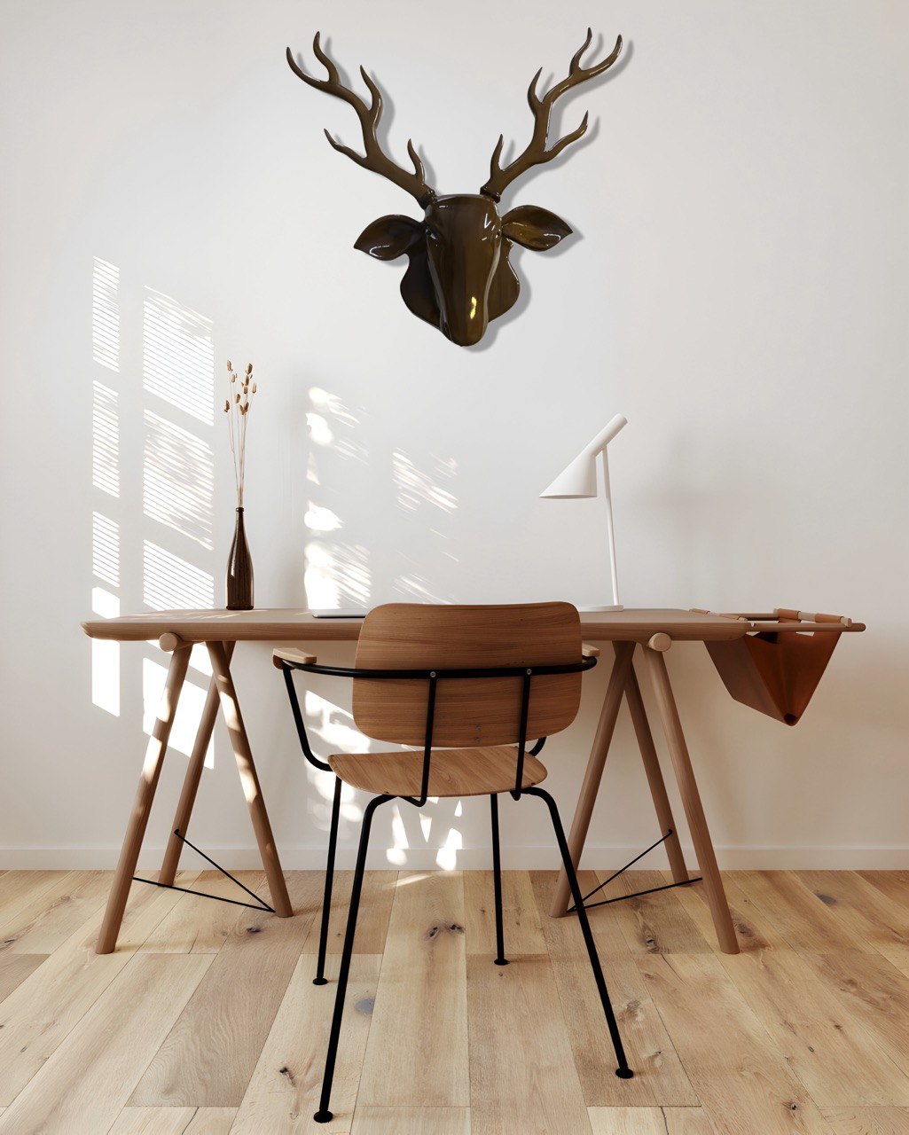 Handcrafted Teak Wood Deer Face Wall Art Sculpture