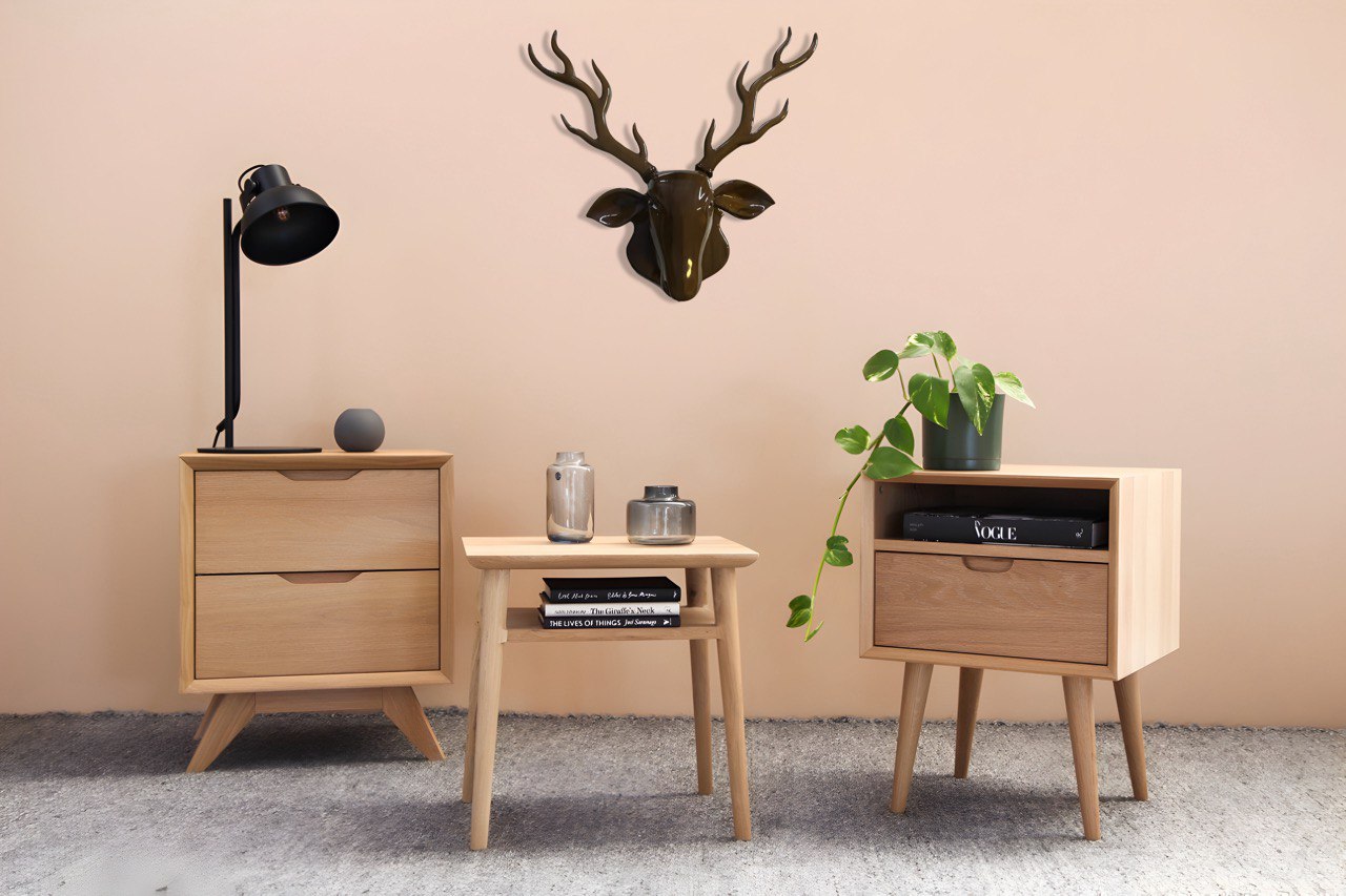 Handcrafted Teak Wood Deer Face Wall Art Sculpture