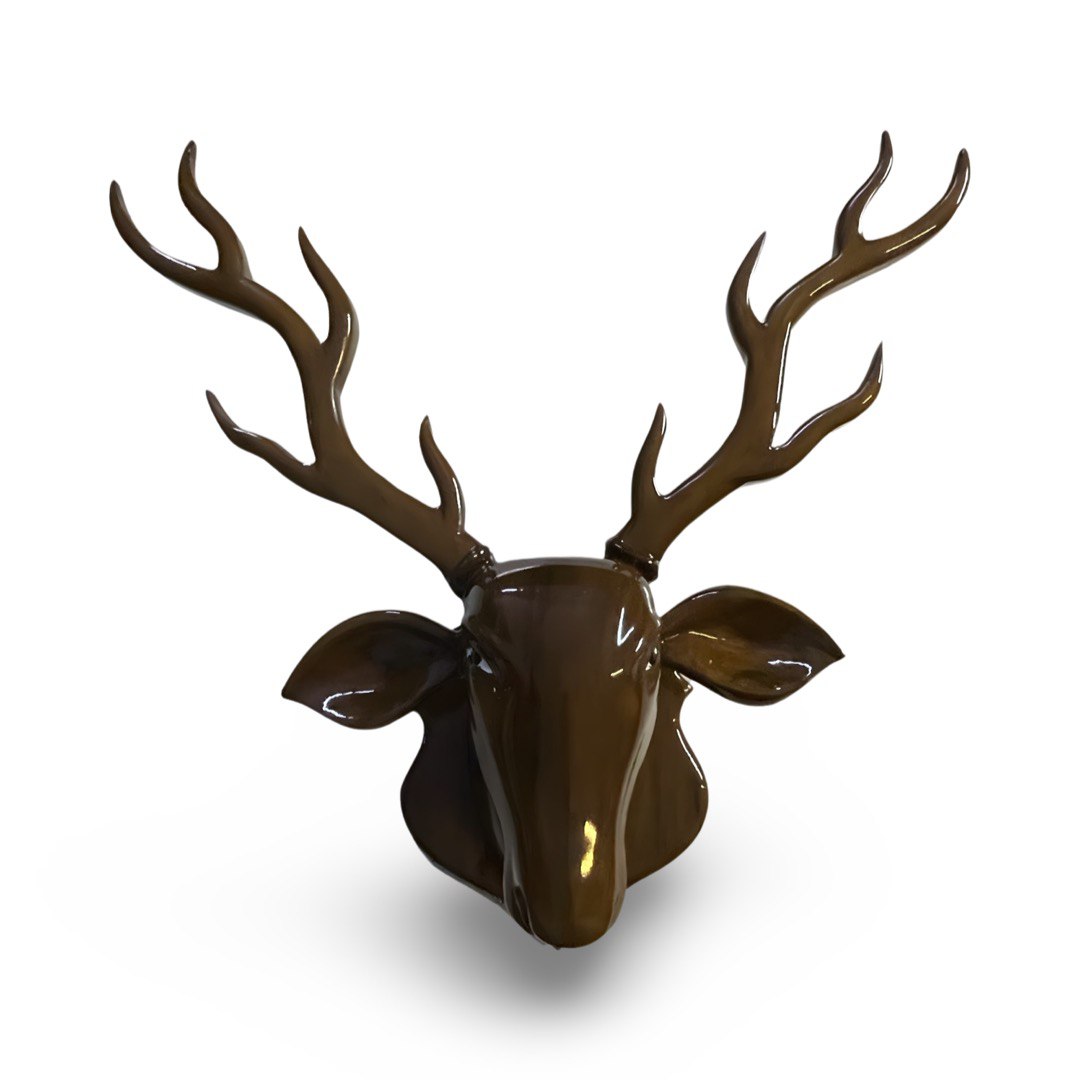 Handcrafted Teak Wood Deer Face Wall Art Sculpture