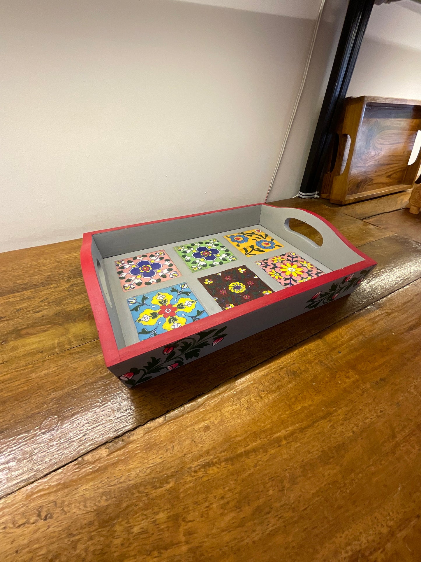 Tray 06 Tiles Handcrafted Table Decor Sculpture
