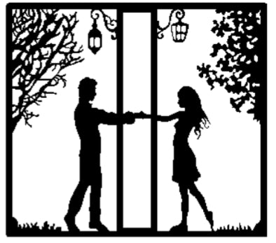 Couple in Love Steel Wall Art Sculpture in Black with LED Light