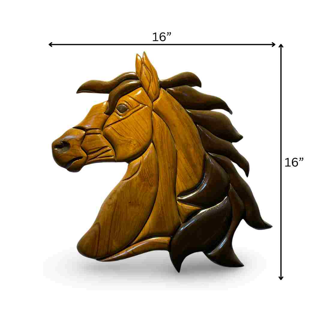 Horse Face Handcrafted Teak Wood Wall Art Sculpture
