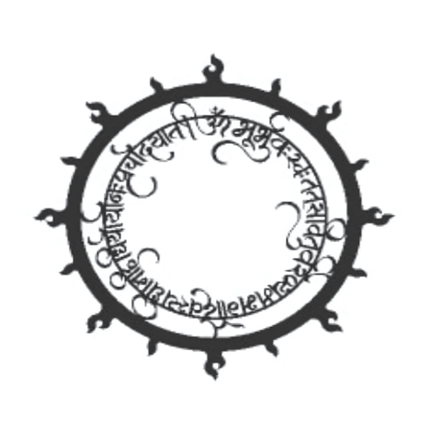 Gayatri Mantra Steel Wall Art Sculpture in Black with LED Light