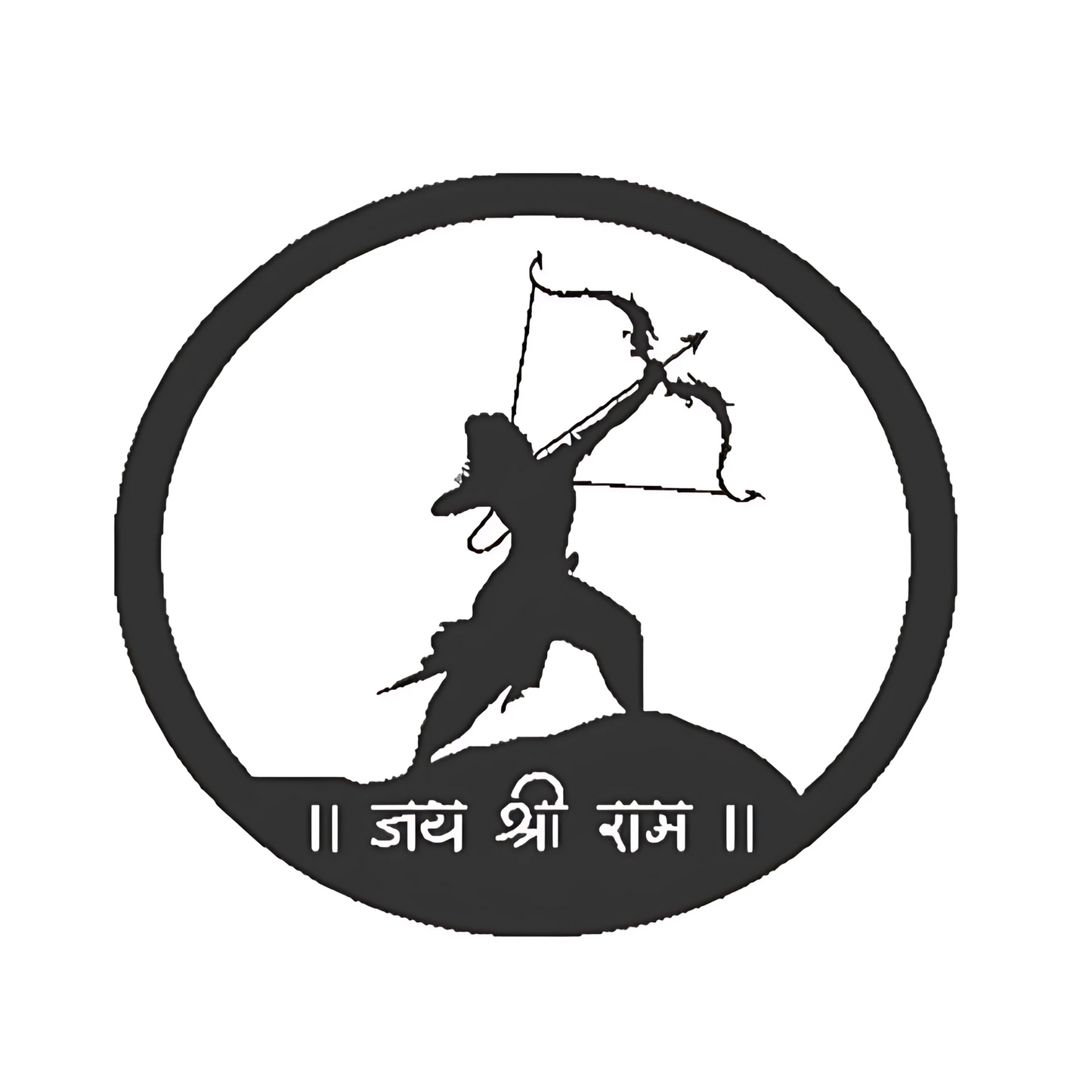 Jay Shree Ram Steel Wall Art Sculpture in Black with LED Light