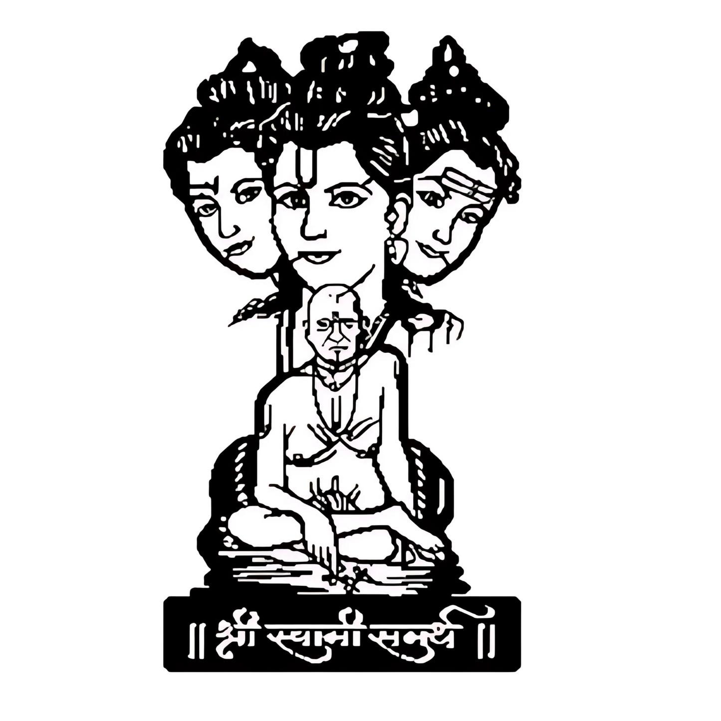 Datta Swami Samarth CNC Steel Wall Art Sculpture in Black with LED Light
