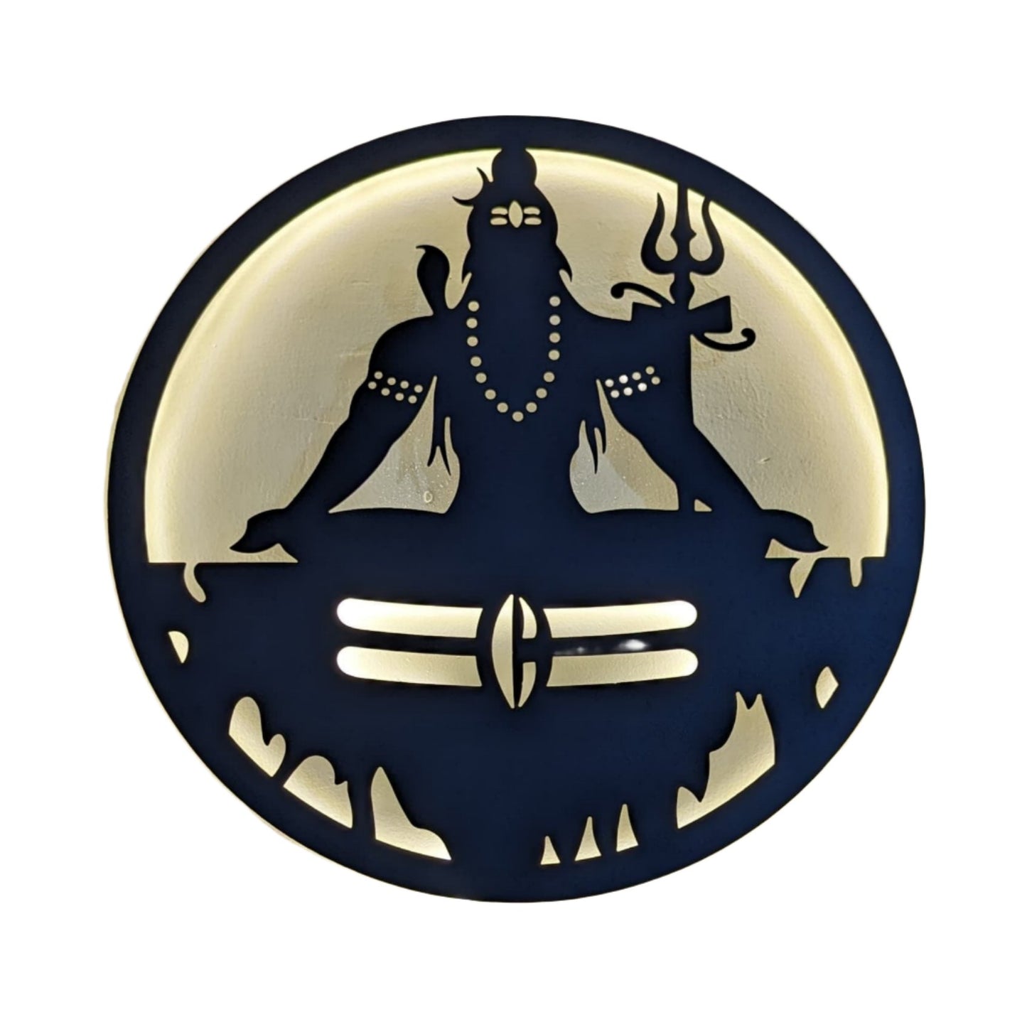 Bholenath Steel Wall Art Sculpture in Black with LED Light