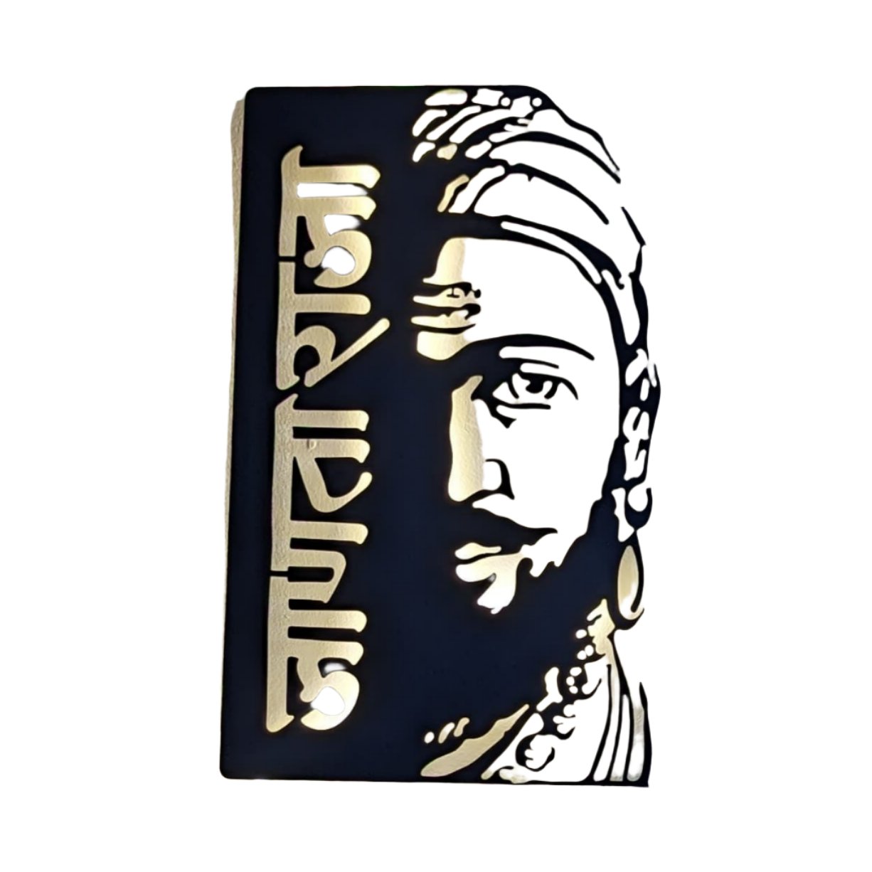 Janta Raja Steel Wall Art Sculpture in Black with LED Light