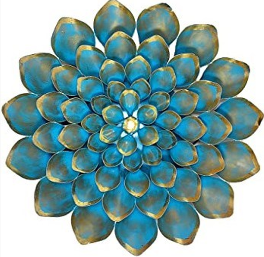 Handcrafted Circular Blue Abstract Frame Steel Wall Decor Art