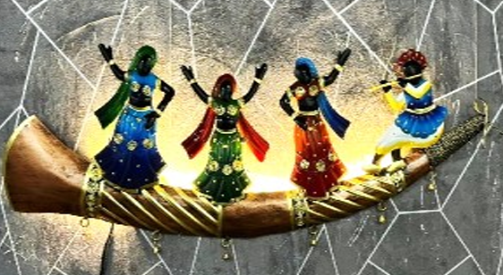 Handcrafted Tribal Art Frame with LED lights Steel Wall Decor Art