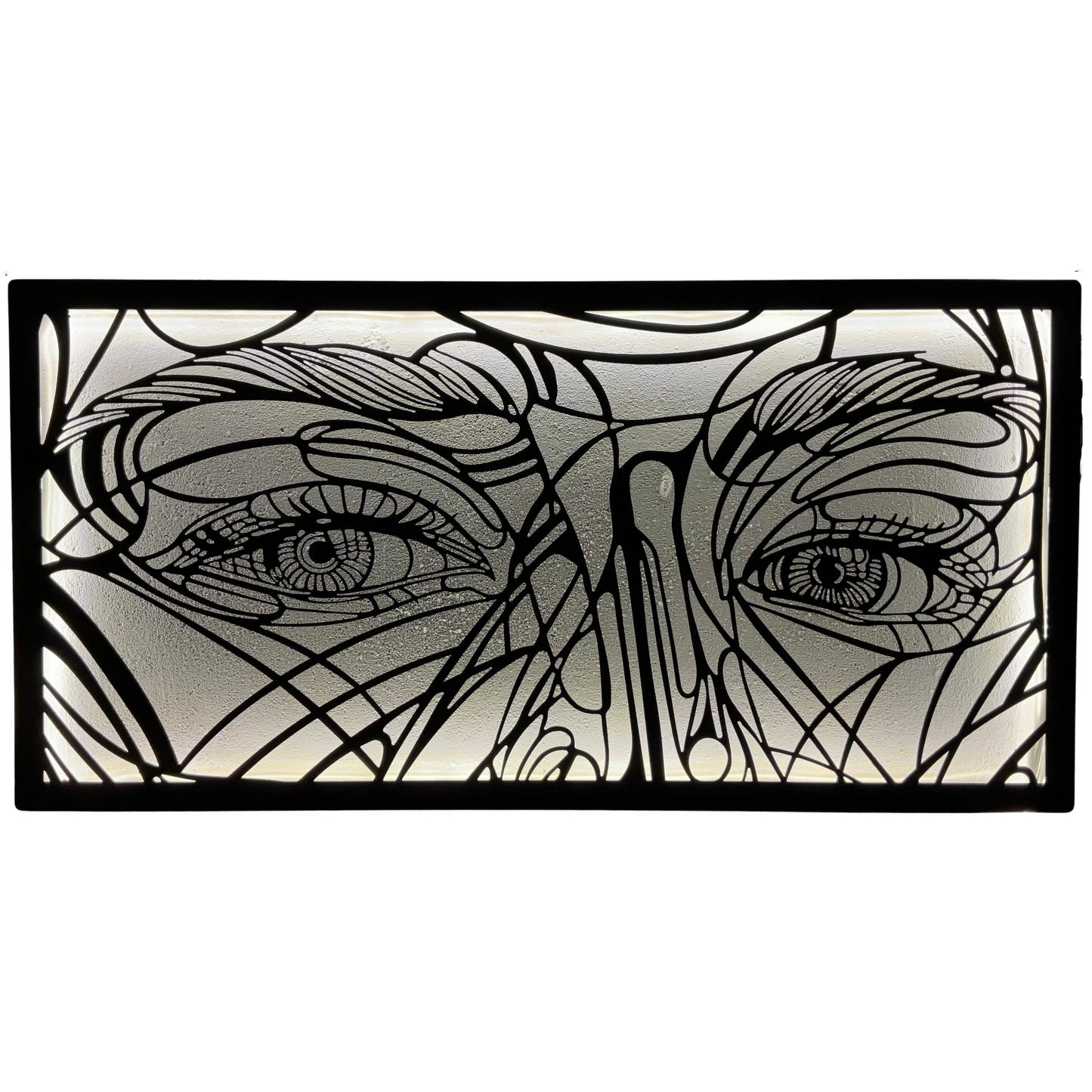 Realistic Eyes Steel Wall Art Sculpture in Black with LED Light
