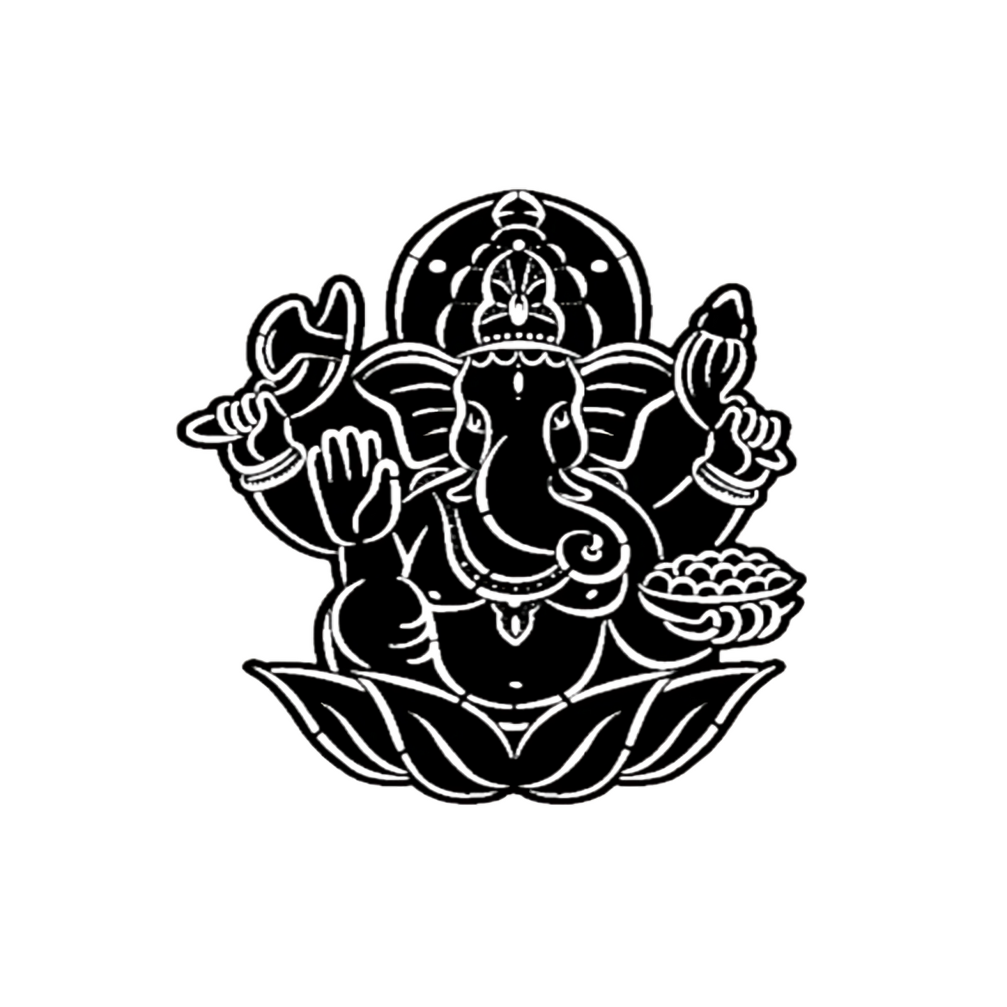 Ganesha Steel Wall Art Sculpture in Black with LED Light