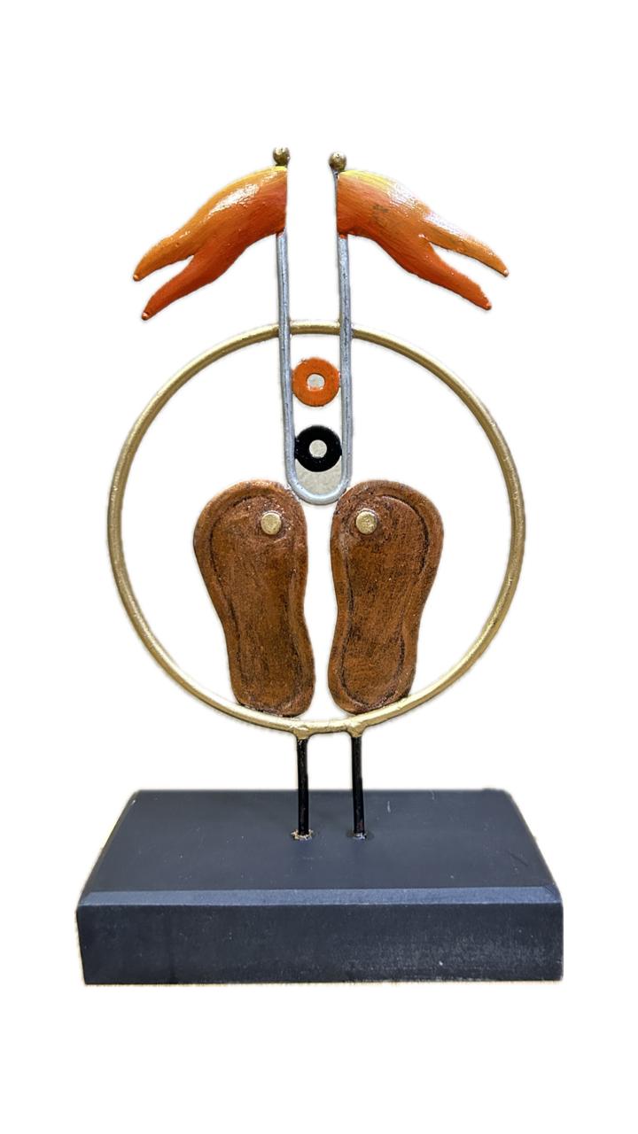 Bhajan Paduka Handcrafted Steel Table Decor Sculpture