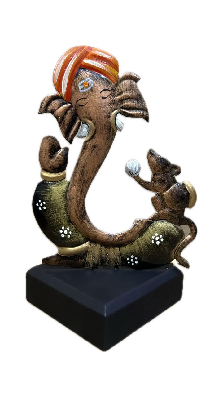 Handcrafted Chuha Ganesh Steel Table Decor Sculpture