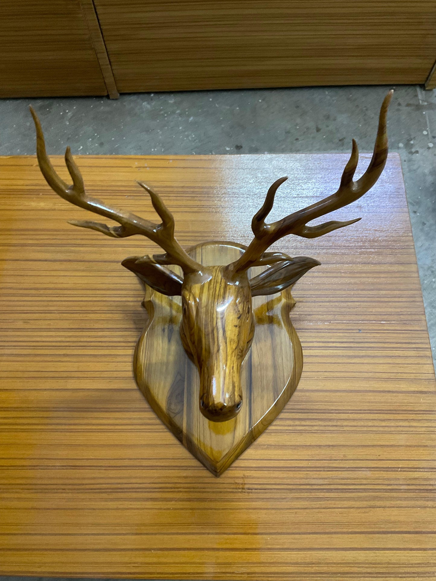Deer Face Handcrafted Teak Wood Wall Art Sculpture