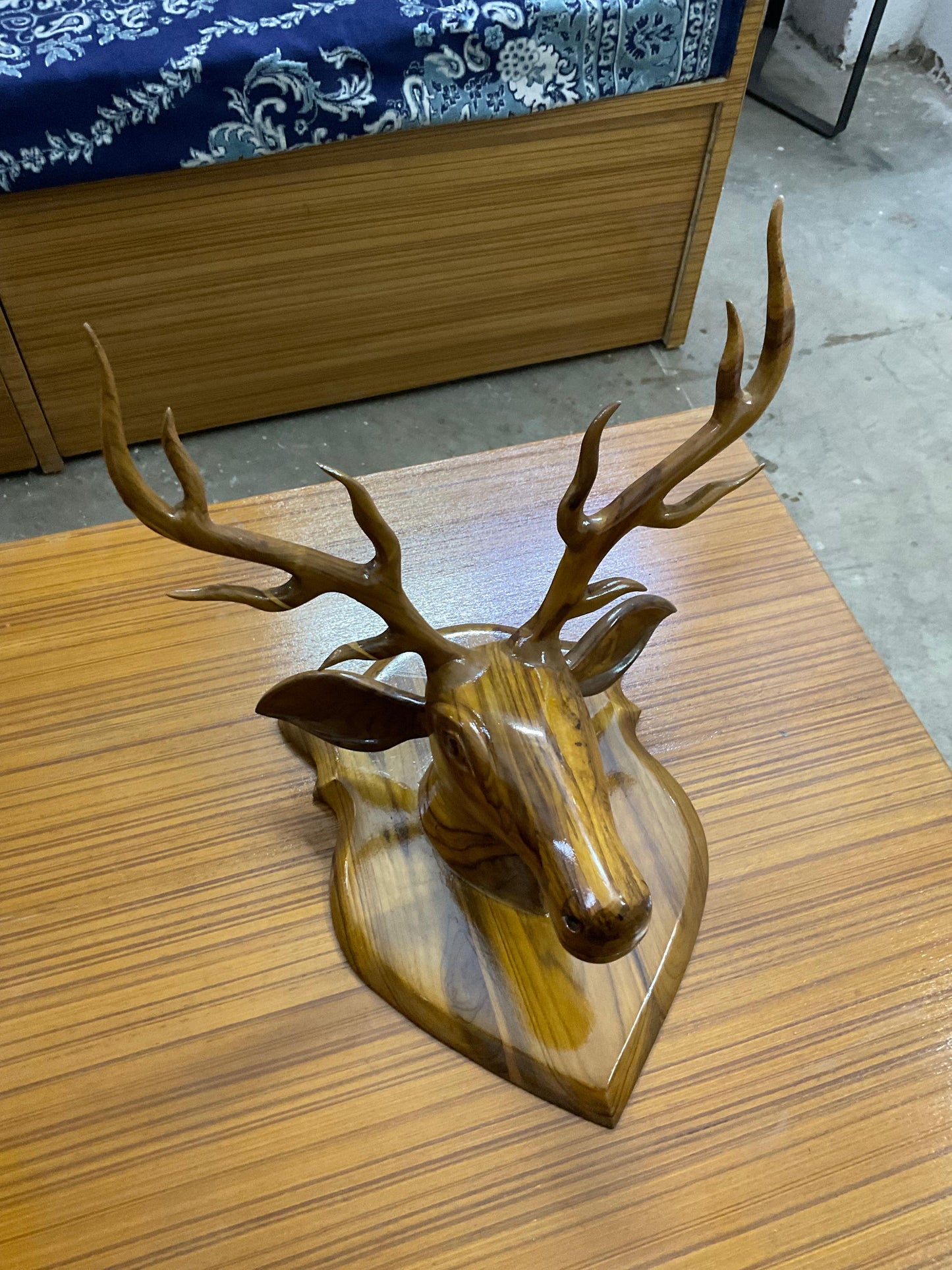 Deer Face Handcrafted Teak Wood Wall Art Sculpture