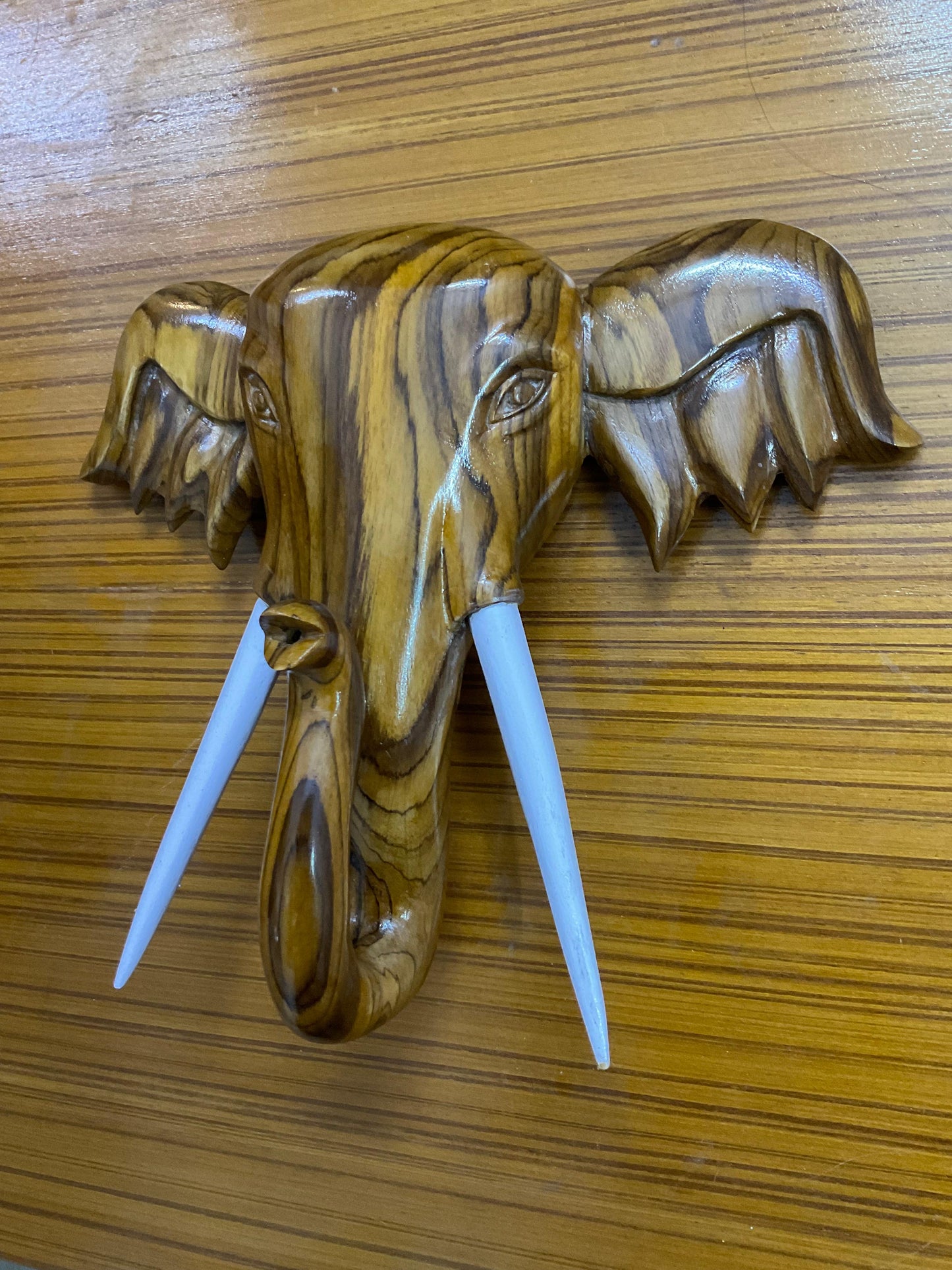 Elephant Face Handcrafted Teak Wood Wall Art Sculpture
