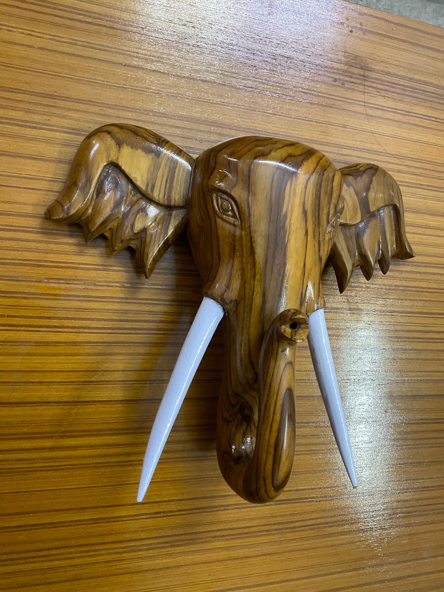 Elephant Face Handcrafted Teak Wood Wall Art Sculpture