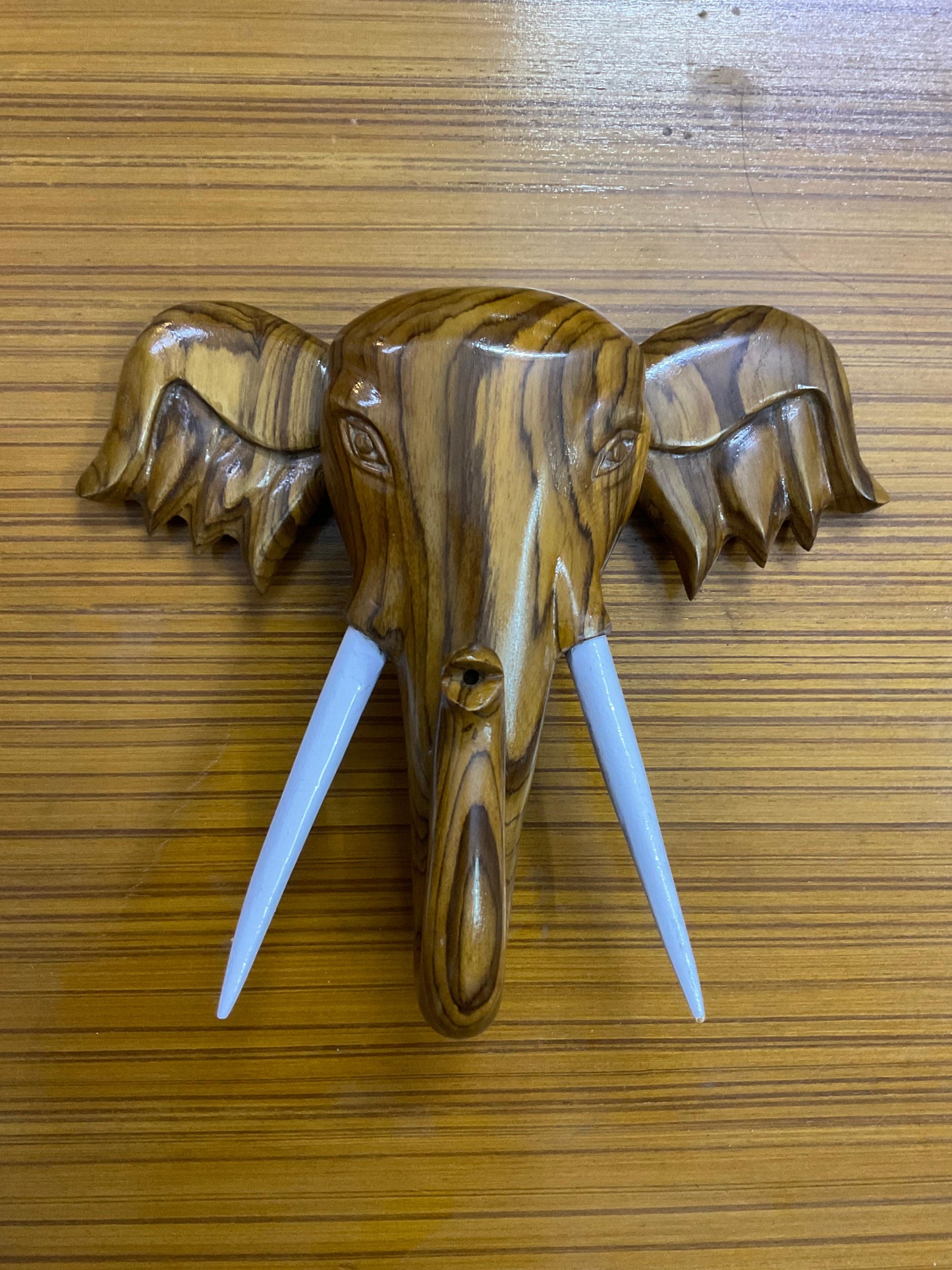 Elephant Face Handcrafted Teak Wood Wall Art Sculpture