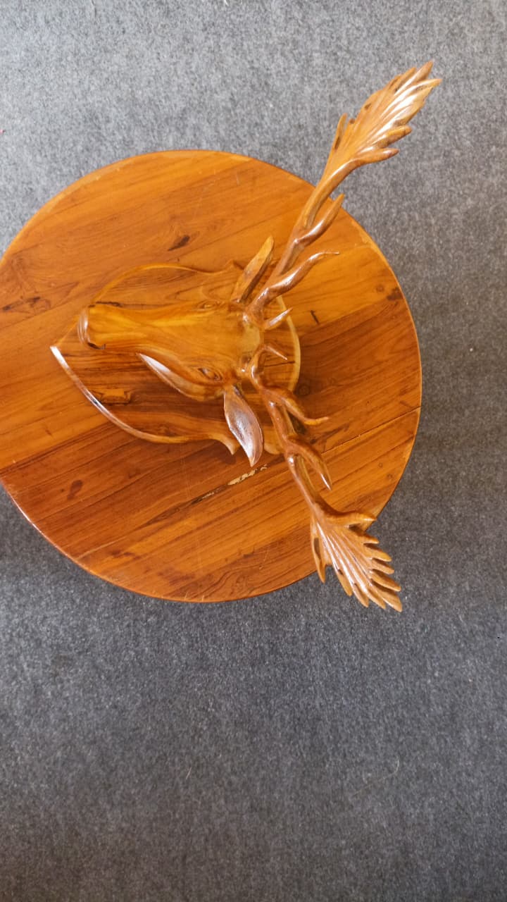 Deer Face Handcrafted Teak Wood Wall Art Sculpture