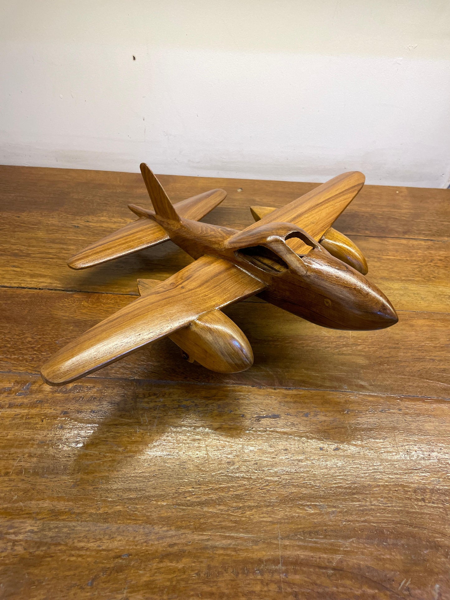 Airplane Handcrafted Teak Wood Table Decor Sculpture