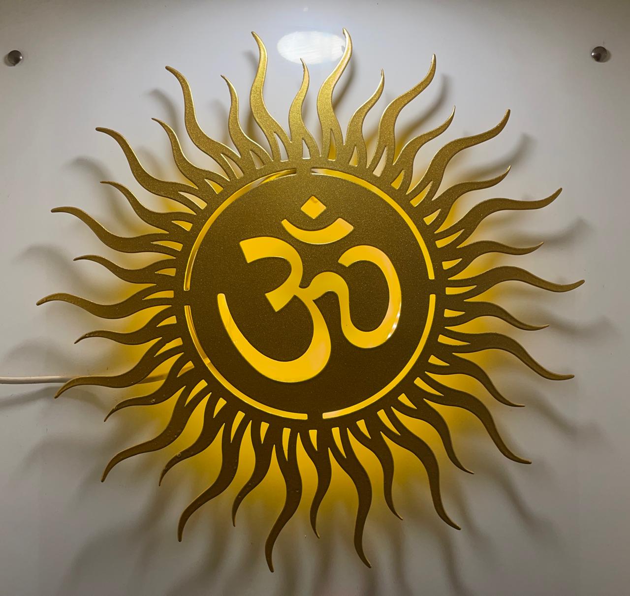 Om CNC Steel Wall Art Sculpture with LED Light