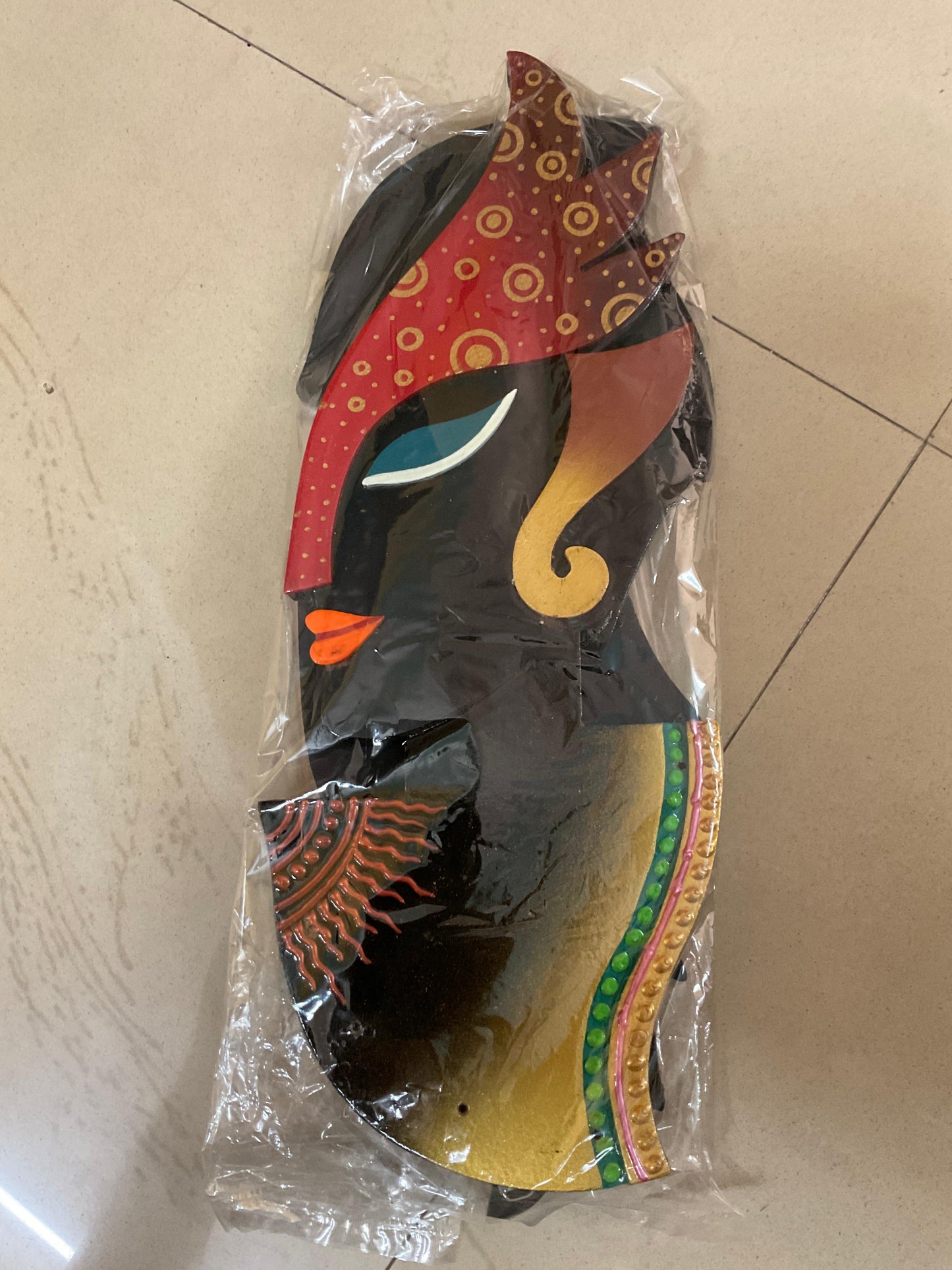 Tattoo Face Wooden Handcrafted Wall Art Sculpture