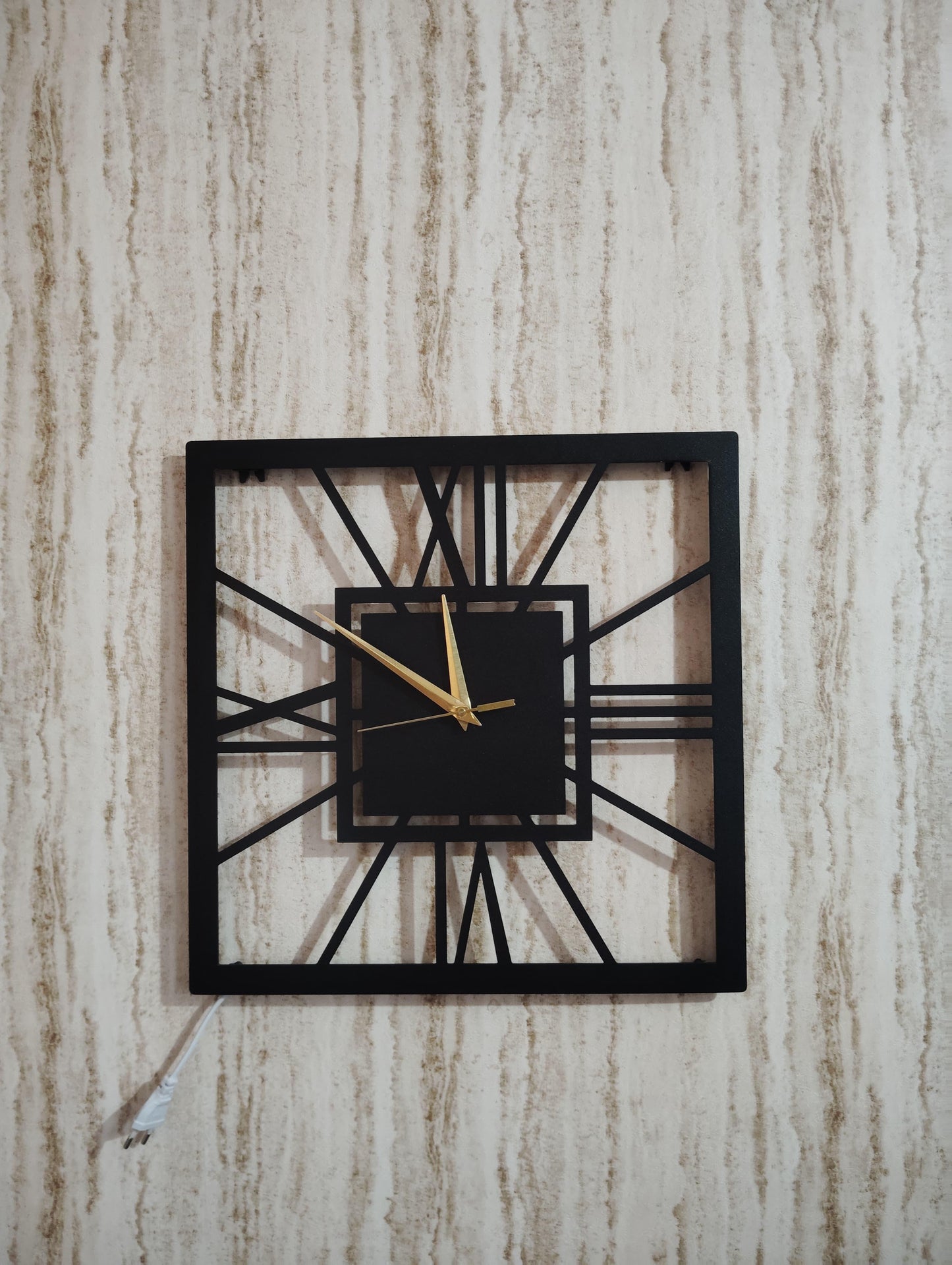 Square Roman Numeral CNC Steel Wall Clock With LED Light