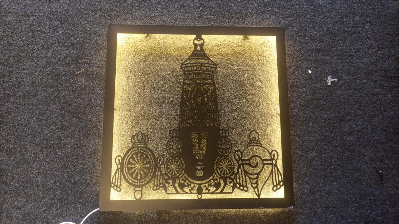 Tirupati Balaji CNC Steel Wall Art with LED Light