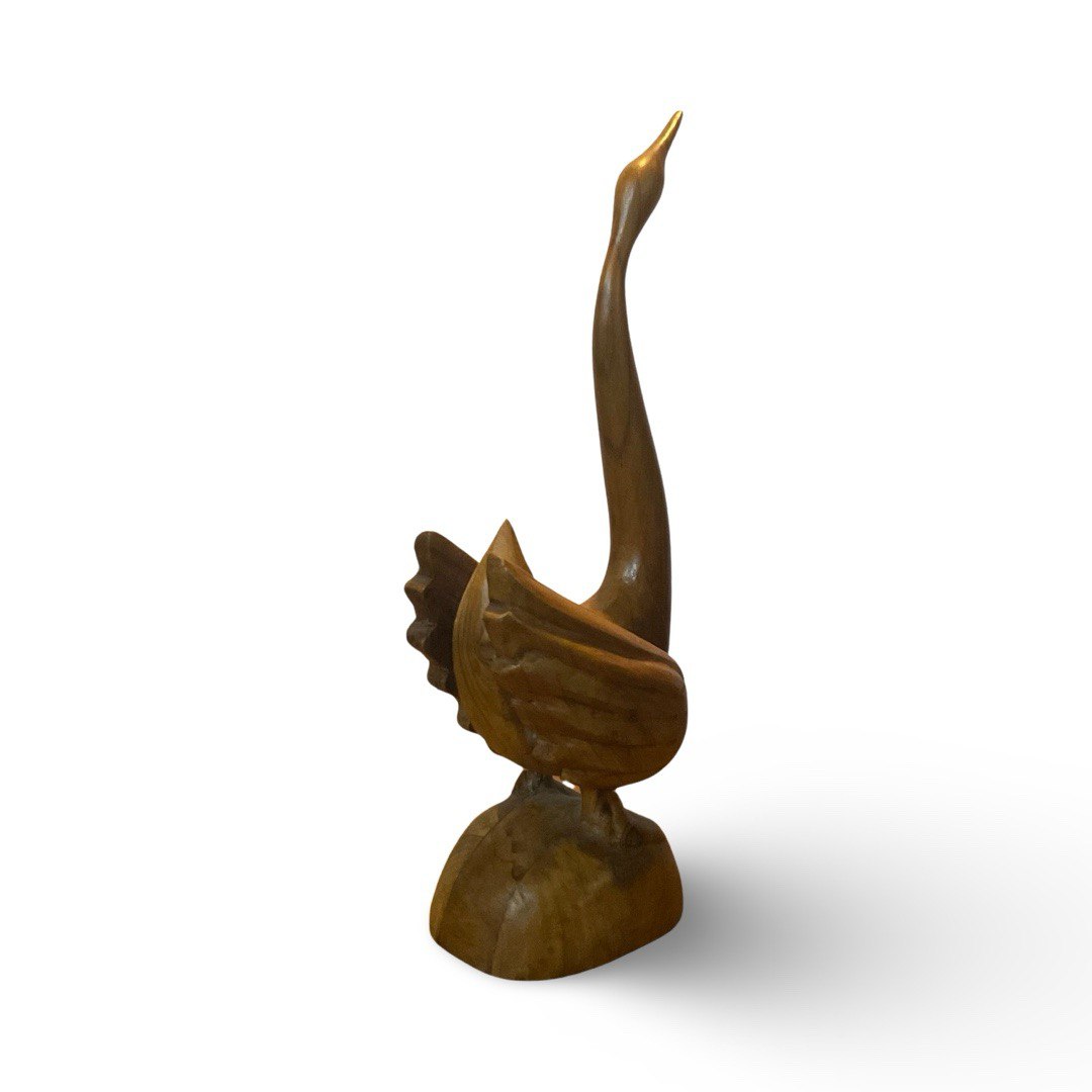 Handcrafted Teak Wood Duck Sculpture