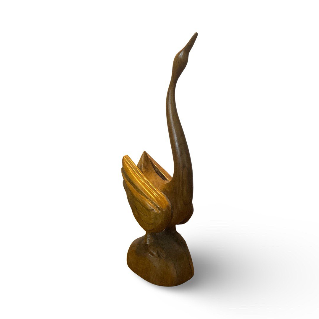 Handcrafted Teak Wood Duck Sculpture