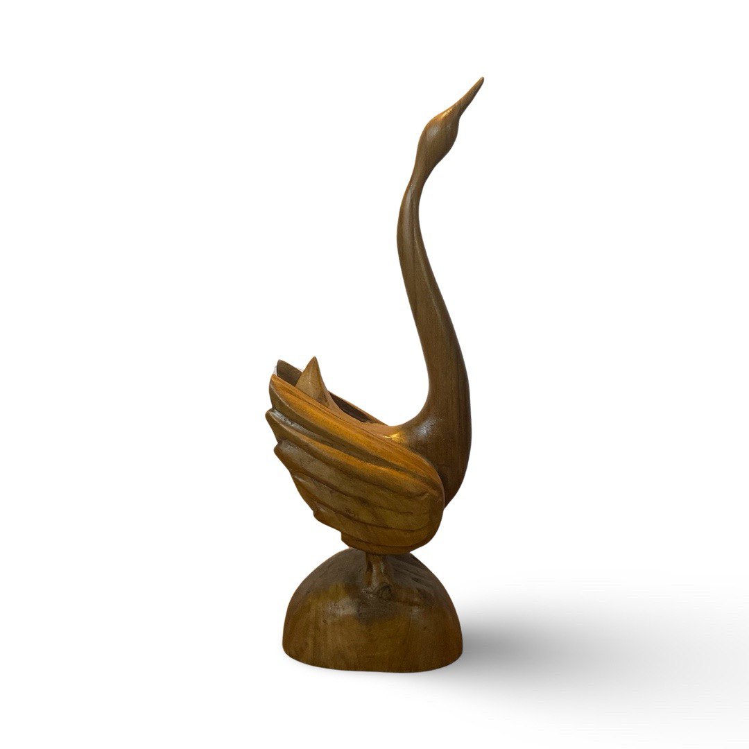 Handcrafted Teak Wood Duck Sculpture