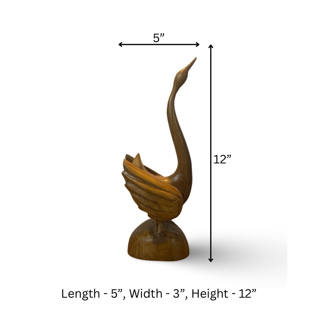 Handcrafted Teak Wood Duck Sculpture