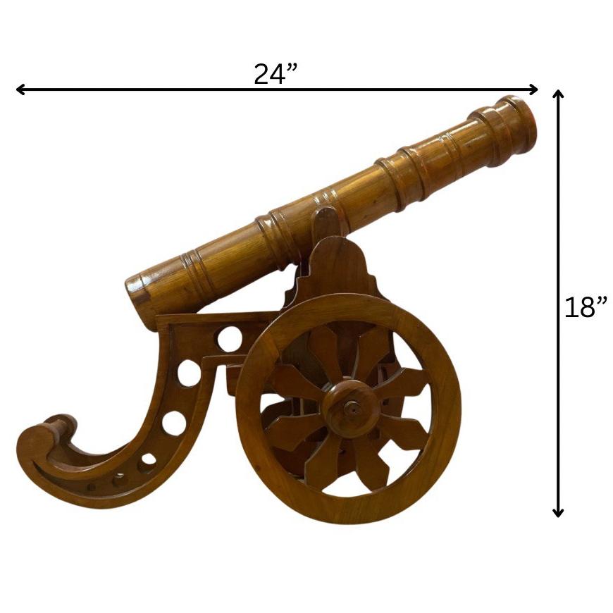 Canon Handcrafted Teak Wood Art Sculpture
