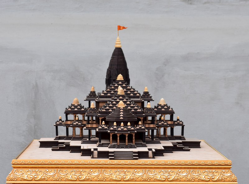 Shri Ram Janam Bhoomi Mandir of Ayodhya Sculpture - Size :- L 29.5" x W 18.5" x H 14"