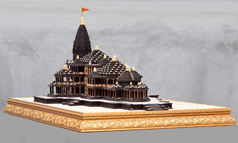 Shri Ram Janam Bhoomi Mandir of Ayodhya Sculpture - Size :- L 29.5" x W 18.5" x H 14"
