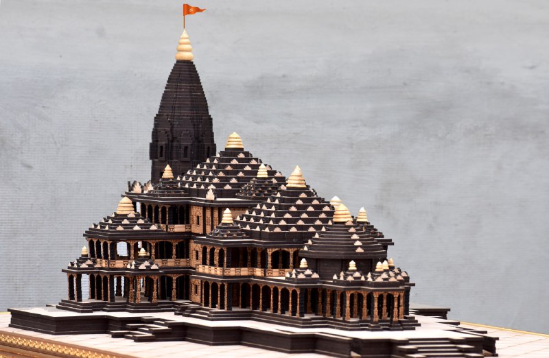 Shri Ram Janam Bhoomi Mandir of Ayodhya Sculpture - Size :- L 29.5" x W 18.5" x H 14"
