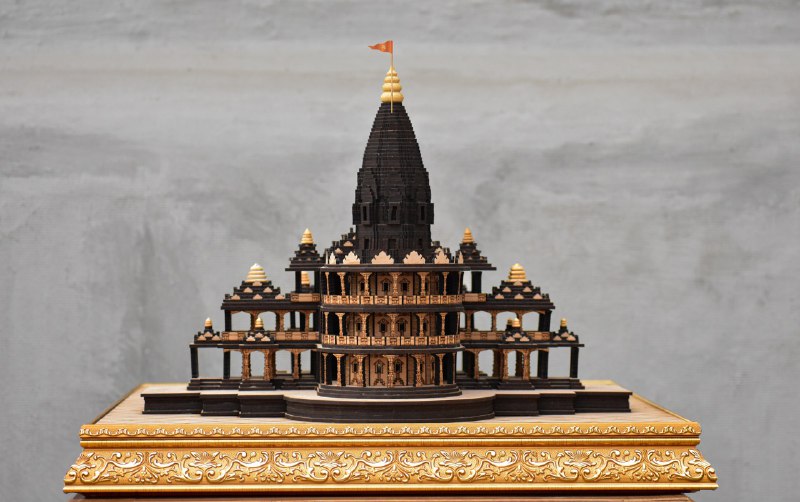 Shri Ram Janam Bhoomi Mandir of Ayodhya Sculpture - Size :- L 29.5" x W 18.5" x H 14"