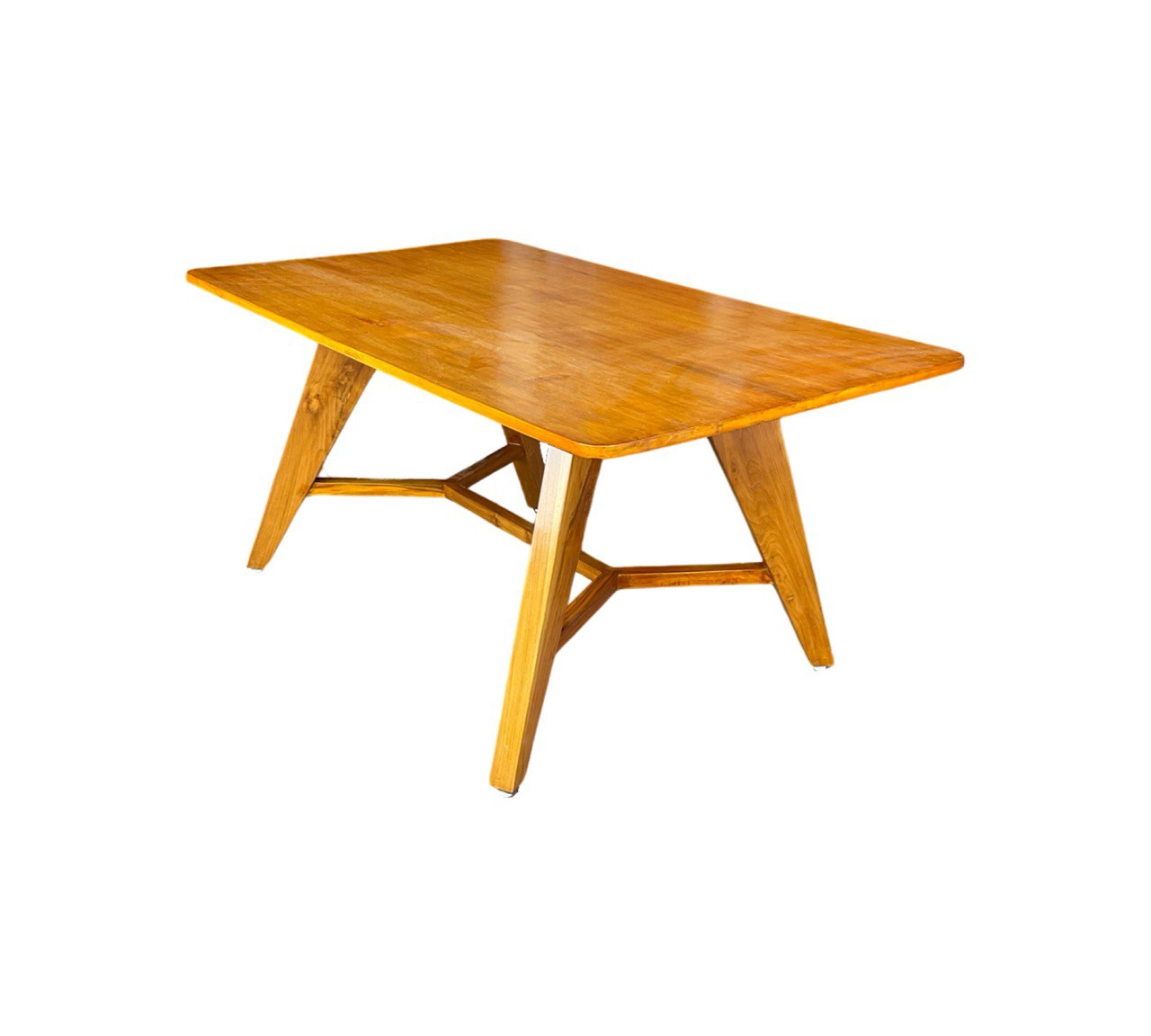 Teak Wood Dinning Table Set with 06 Grey Velvet Arm Chairs