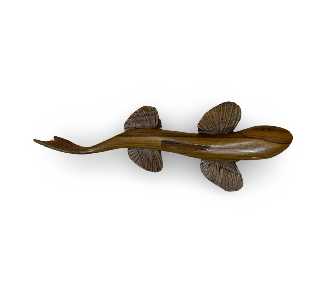 Handcrafted Teak Wood Fish Sculpture