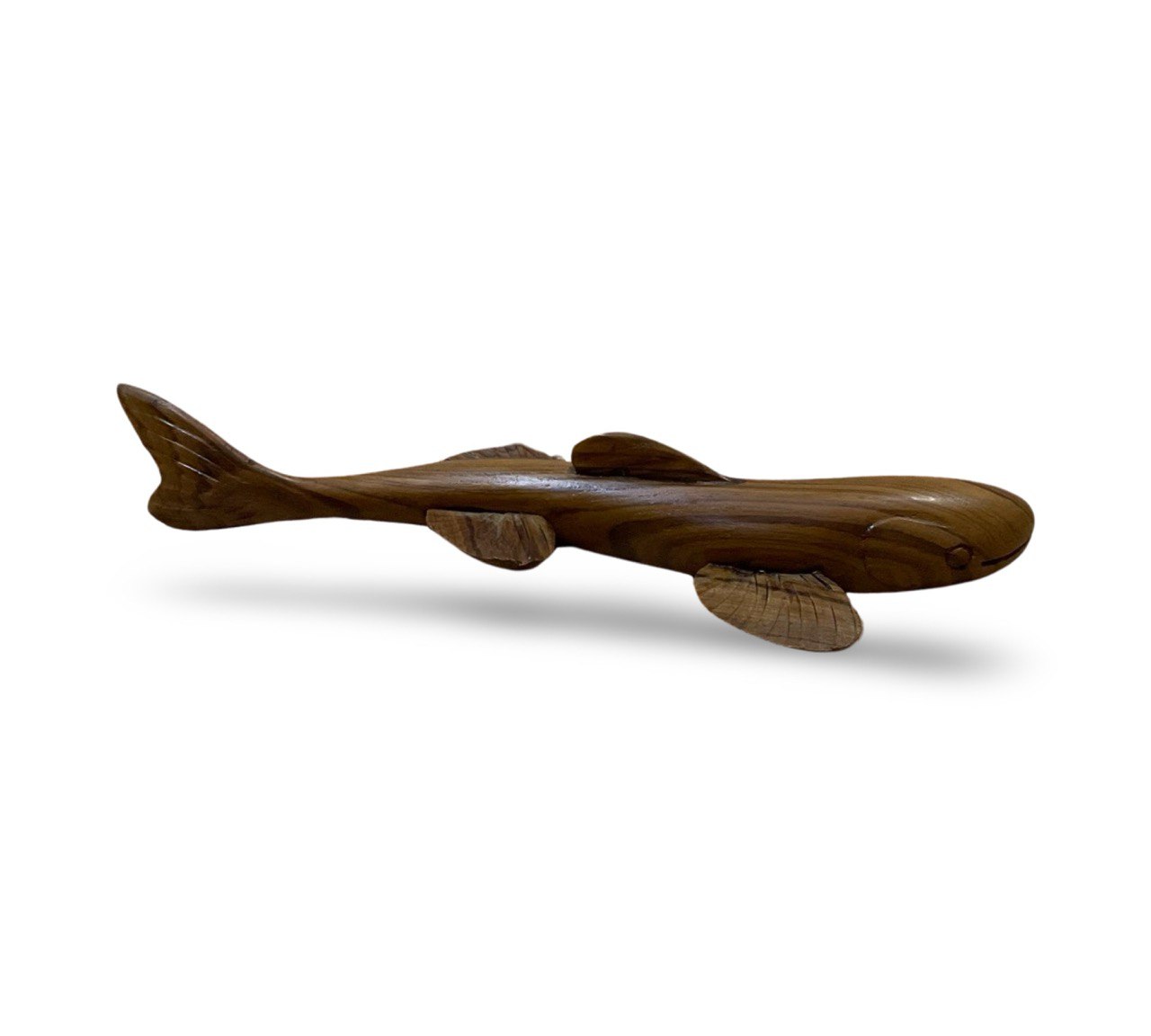 Handcrafted Teak Wood Fish Sculpture