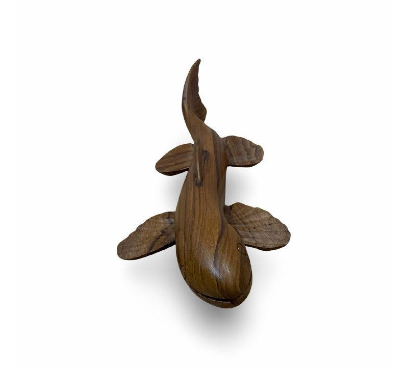 Handcrafted Teak Wood Fish Sculpture