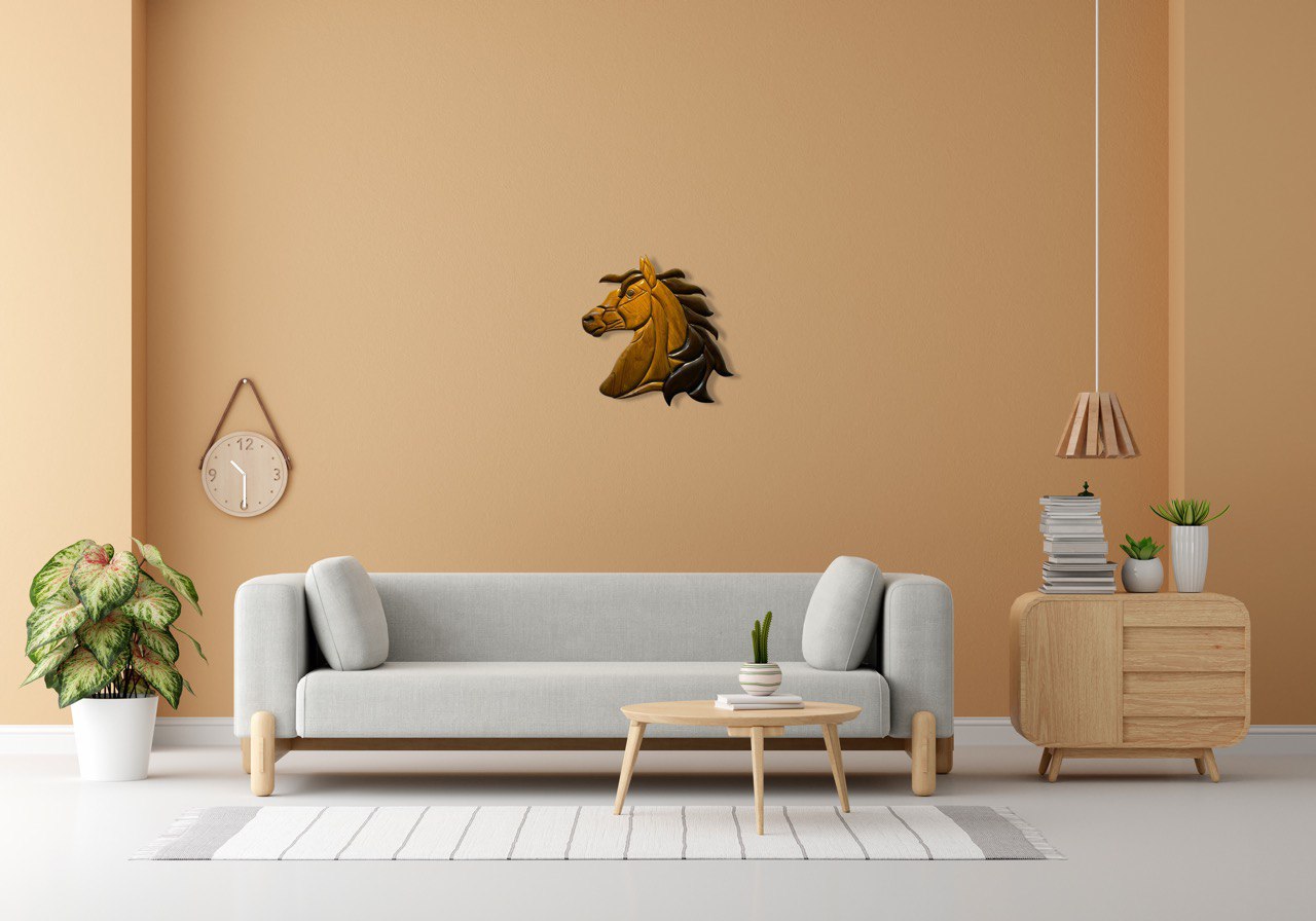 Horse Face Handcrafted Teak Wood Wall Art Sculpture